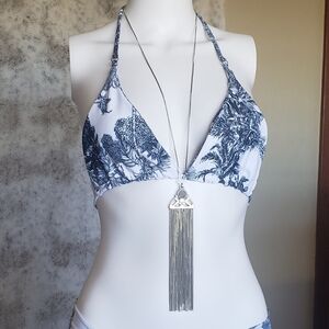 WHBM White House Black Market Women's Silver Tone & Blue Pendant Necklace.